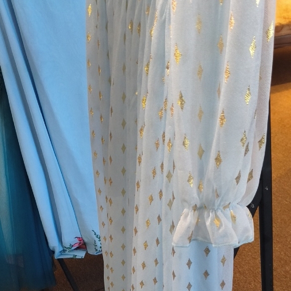 Princess Inspired Blue and Gold Dress - Picture 5 of 12